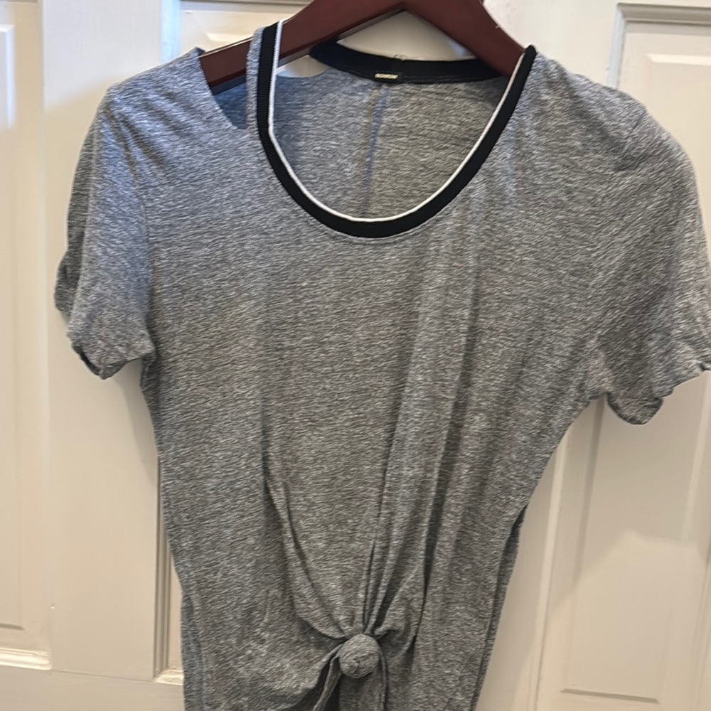 Gray Women's Top with Knot Detail